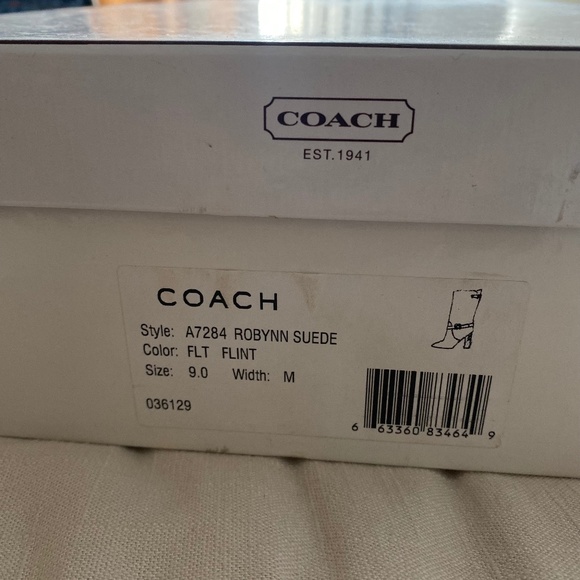 NIB Coach A7284 Suede Robynn Heeled Boots in Flint Goldtone Hardware Sz 9 $528 - Picture 9 of 10
